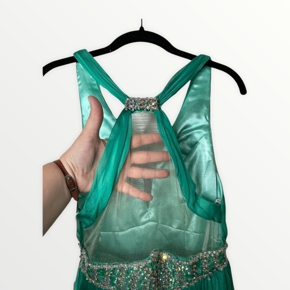 NWT RACHEL ALLAN Jade Rhinestone Maxi Gown, Size 4 - Picture 8 of 8